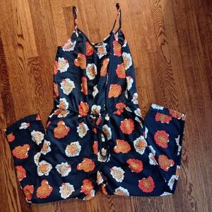 LOFT Floral Jumpsuit in Navy and Orange